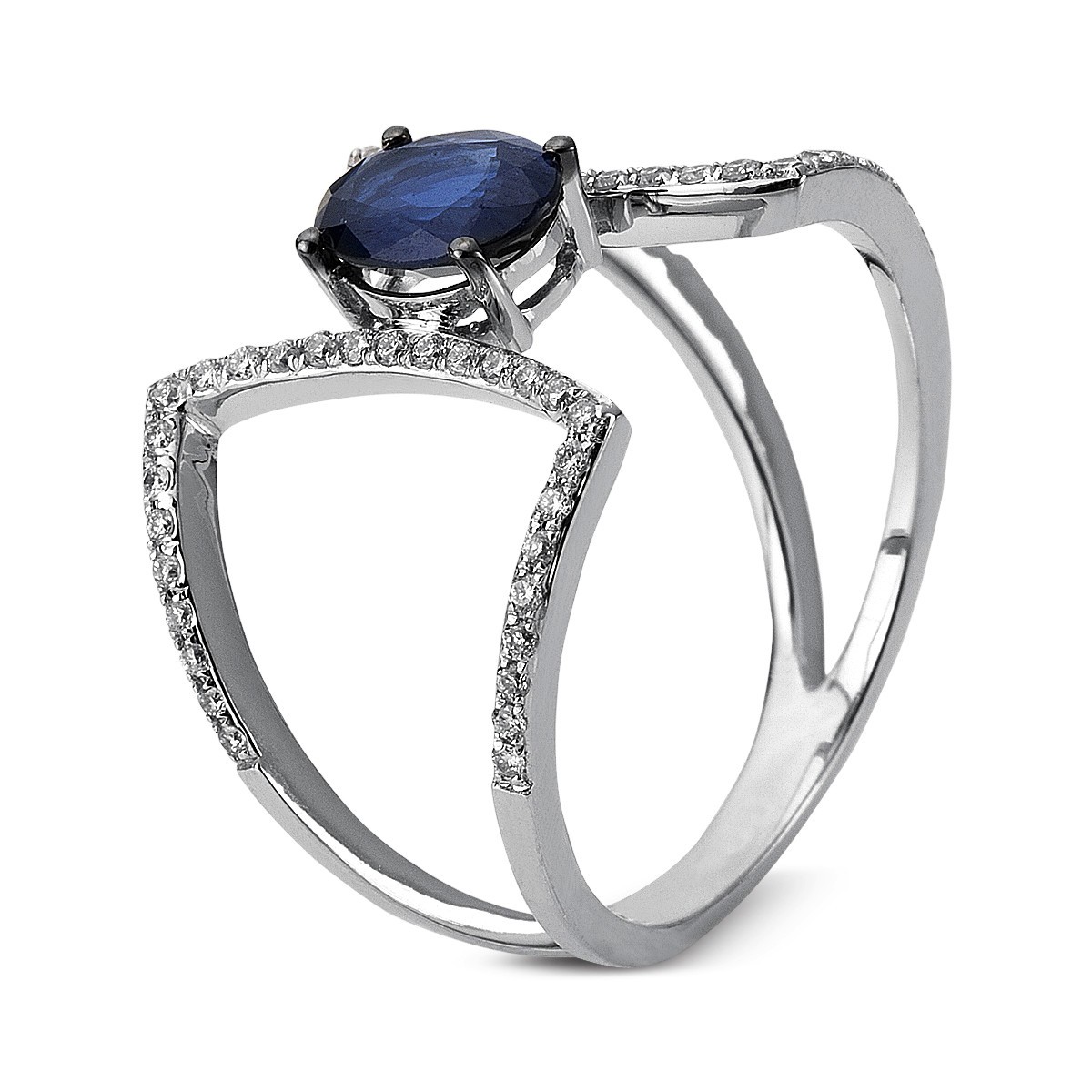 ring 14 kt WG, partly black rhodium plated