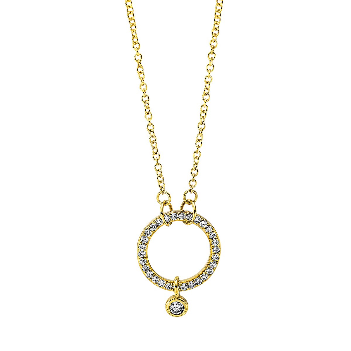 necklace 18 kt YG circle, with loop at 40 cm + 42.5 cm