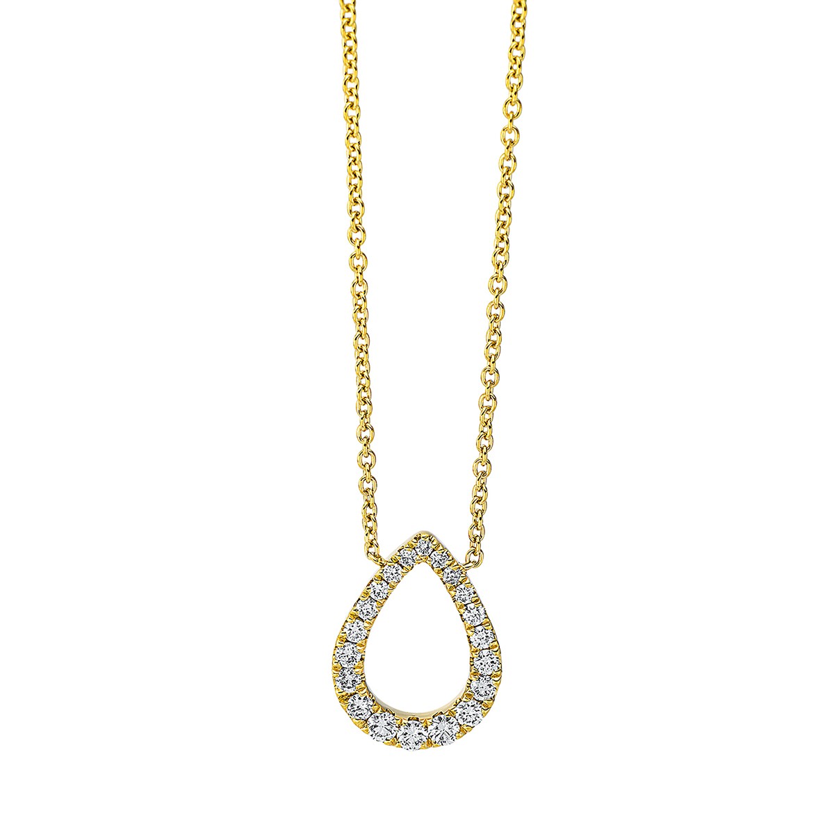 necklace 18 kt YG pear, with loop at 40 cm + 42.5 cm