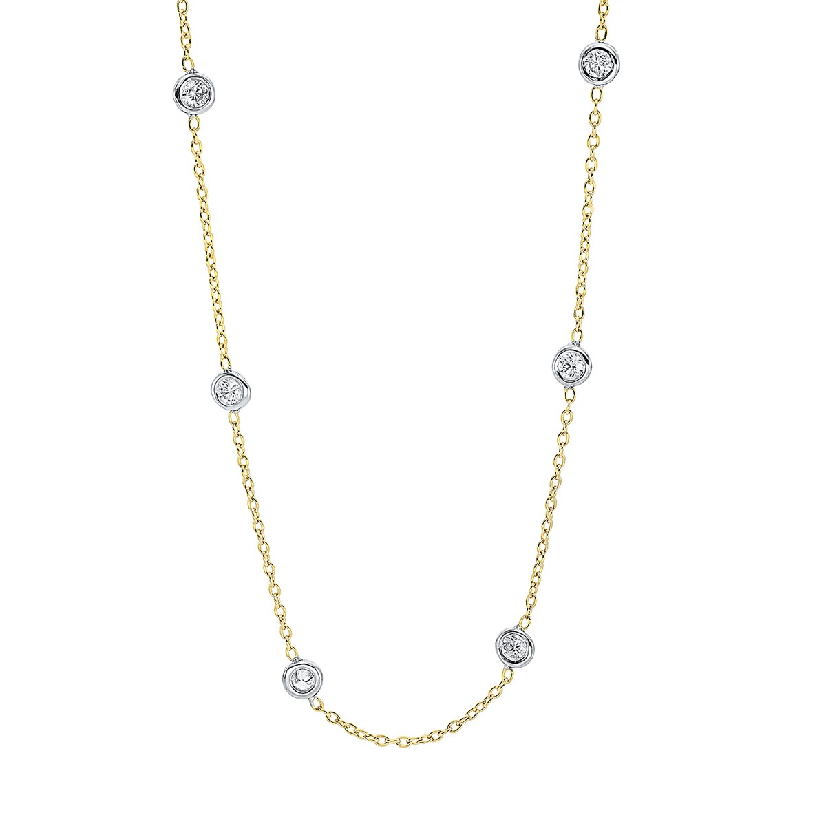 necklace 18 kt YG, setting rhodium plated