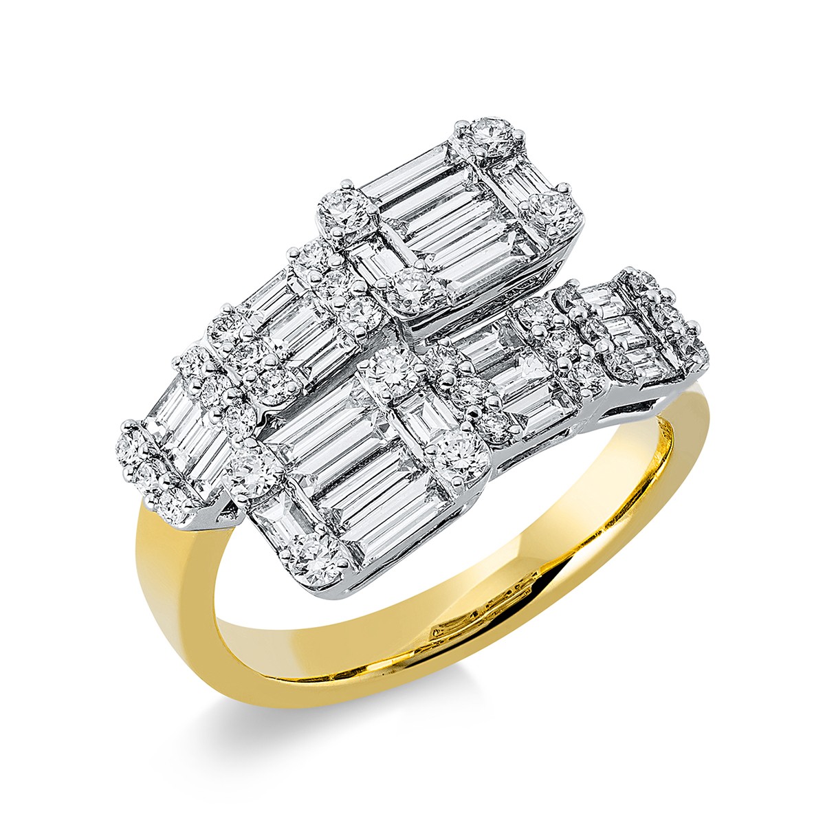 ring 18 kt YG, setting rhodium plated