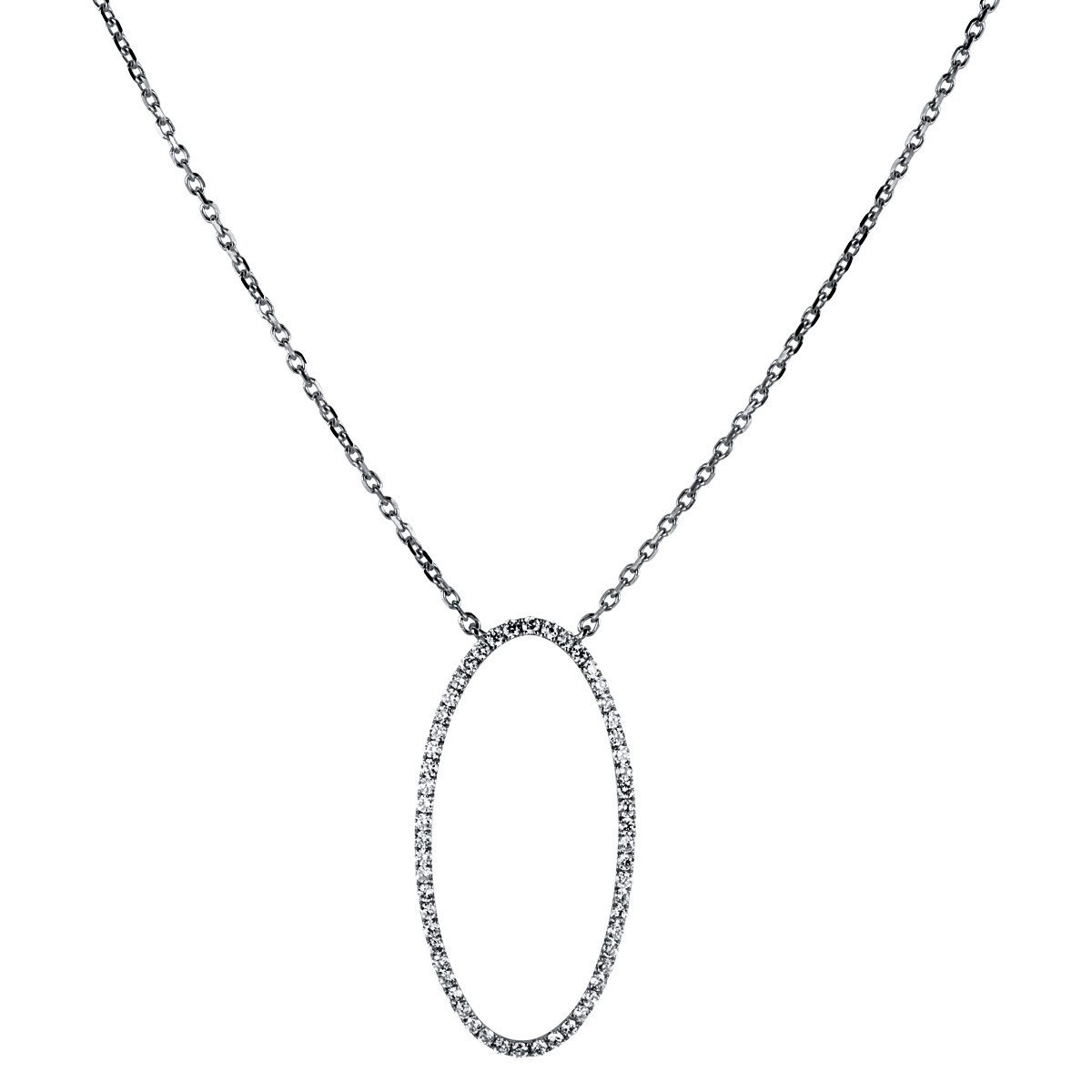 necklace 18 kt WG oval, with loop at 40 cm + 42,5 cm