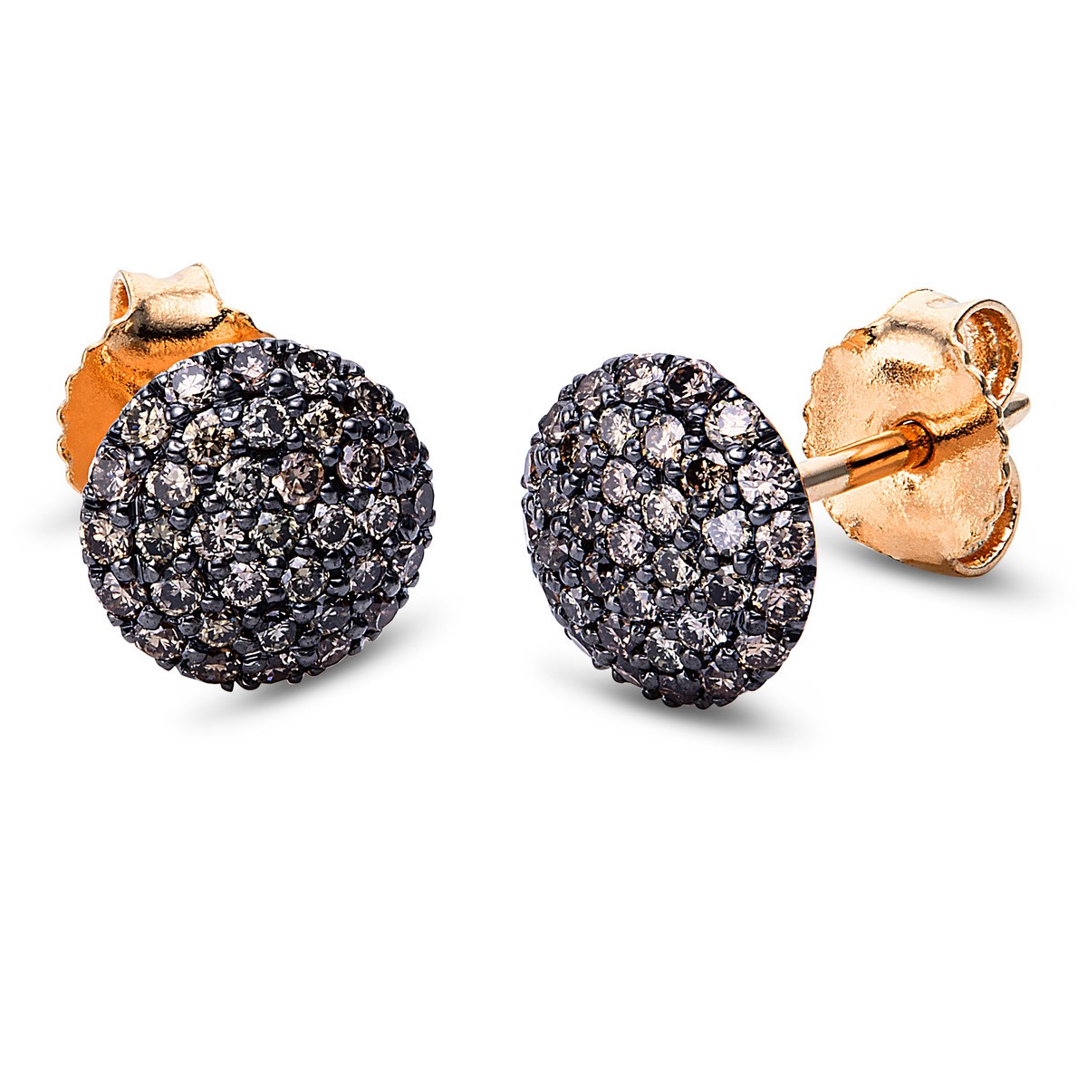 earrings 18 kt RG, setting partly black rhodium