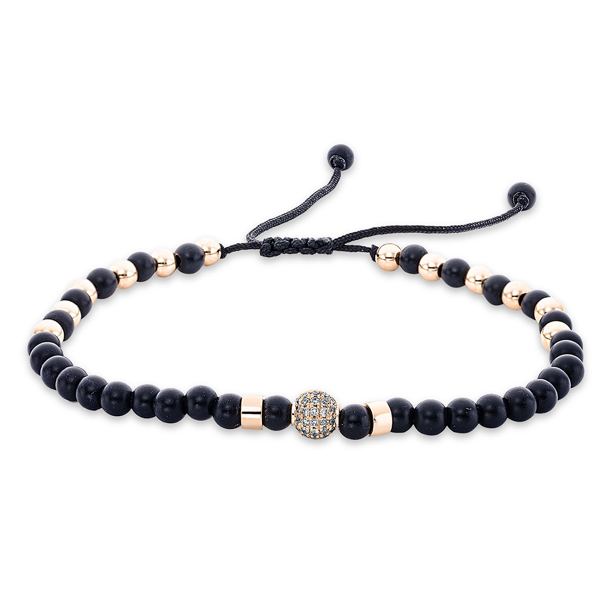 bracelet 18 kt RG, black cord