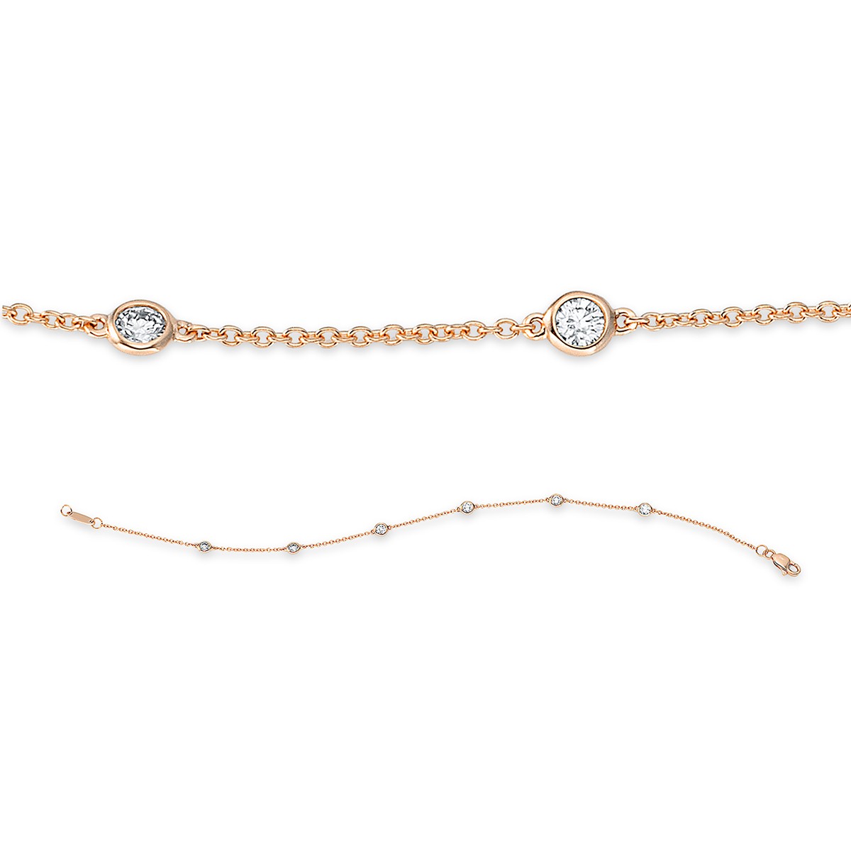 bracelet 18 kt RG, with loop at 17.5 cm + 16.5 cm