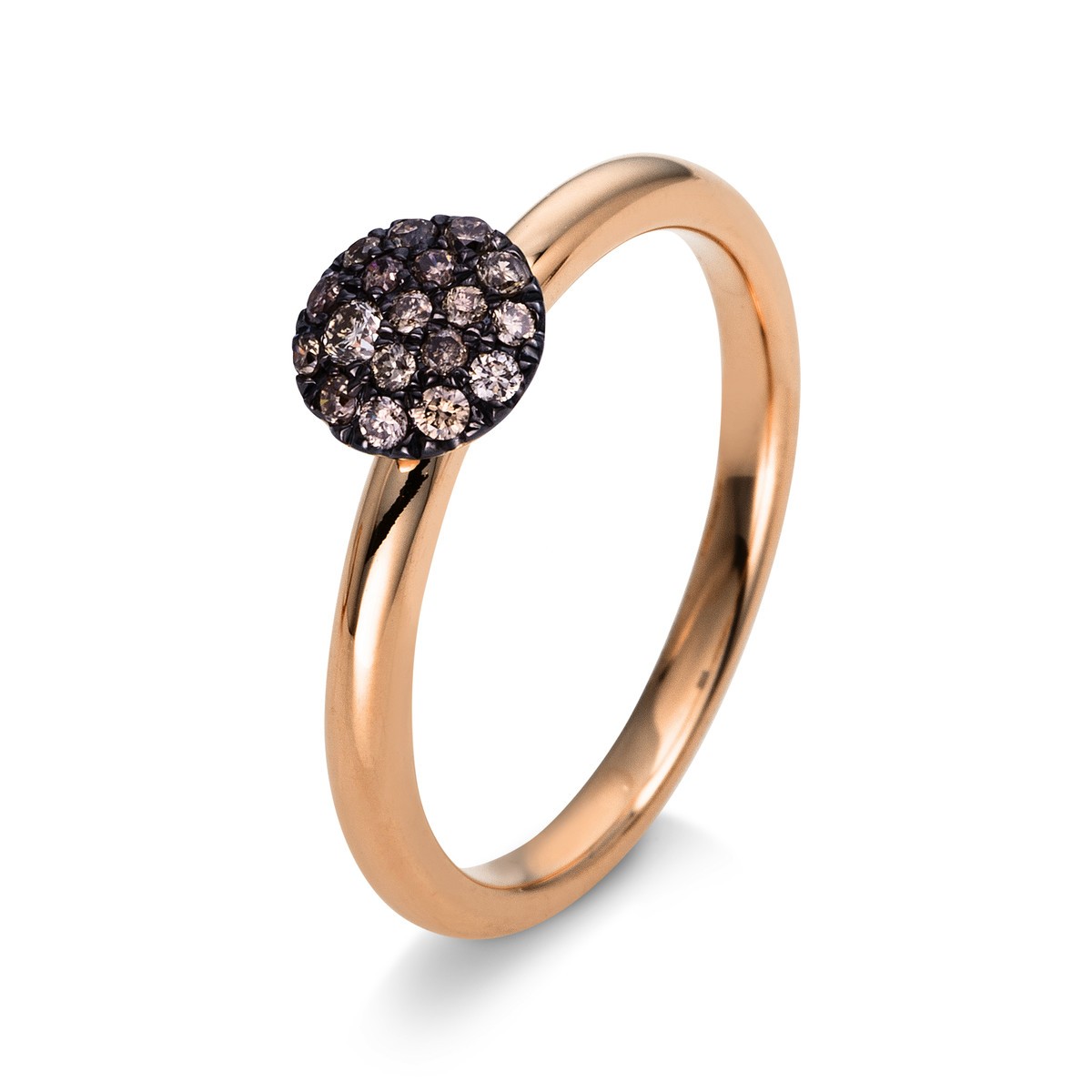 ring 18 kt RG, setting black rhodium plated