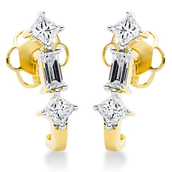 earrings 18 kt YG, setting rhodium plated