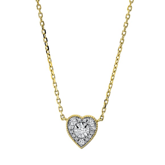 necklace 18 kt YG+WG heart, with loop at 40 cm + 43 cm