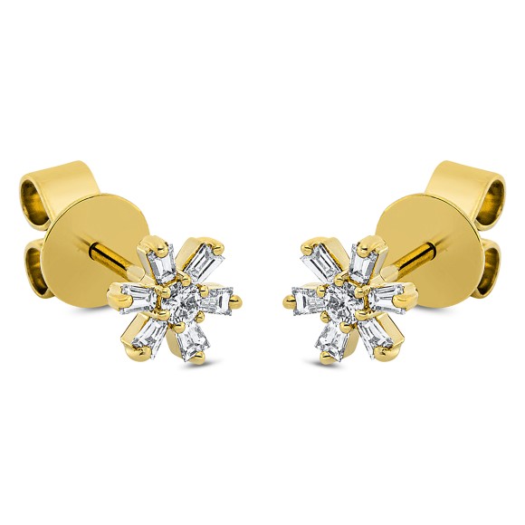 earrings 18 kt YG, setting rhodium plated