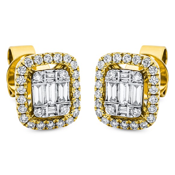 earrings 18 kt YG, setting rhodium plated