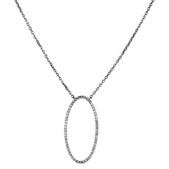 necklace 18 kt WG oval, with loop at 40 cm + 42,5 cm