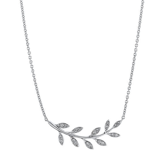 necklace 18 kt WG leaf, with loop at 41 cm + 43 cm