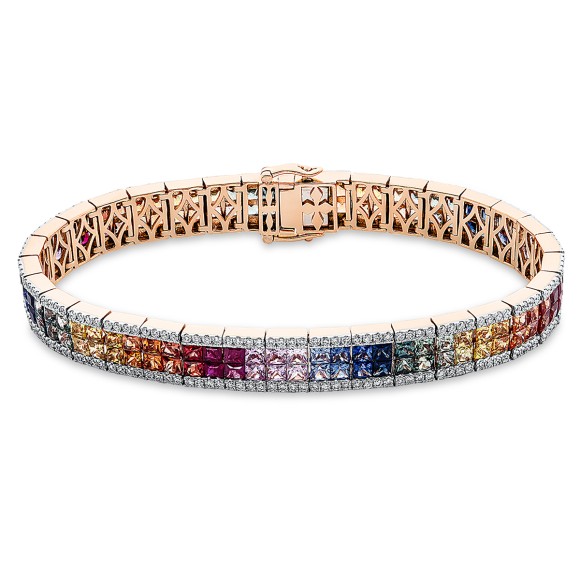 bracelet 18 kt RG, setting rhodium plated