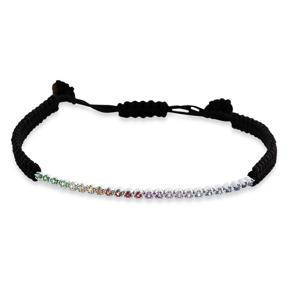 bracelet 18 kt WG, black cord 15.5 cm