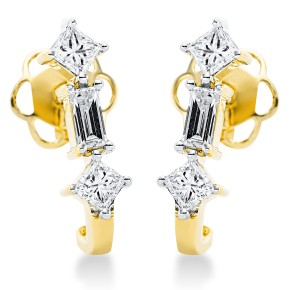 earrings 18 kt YG, setting rhodium plated