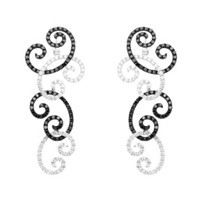 earrings 18 kt WG, setting black rhodium plated