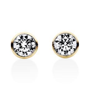 earrings 18 kt YG V-bezel