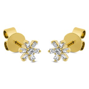 earrings 18 kt YG, setting rhodium plated