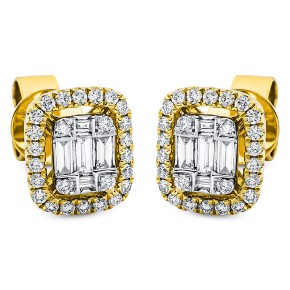 earrings 18 kt YG, setting rhodium plated