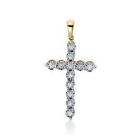 pendant 14 kt YG+WG cross, with loop