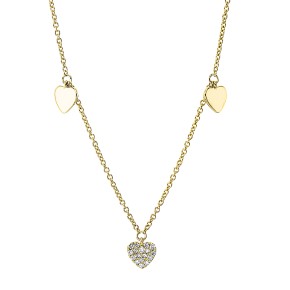 necklace 18 kt YG+WG heart, with loop at 40 cm + 43 cm