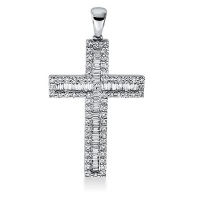 pendant 18 kt WG cross, setting rhodium plated