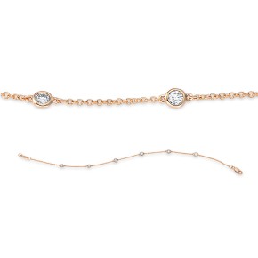 bracelet 18 kt RG, with loop at 17.5 cm + 16.5 cm