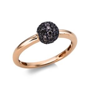 ring 18 kt RG, setting black rhodium plated