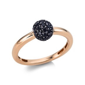 ring 18 kt RG, setting black rhodium plated