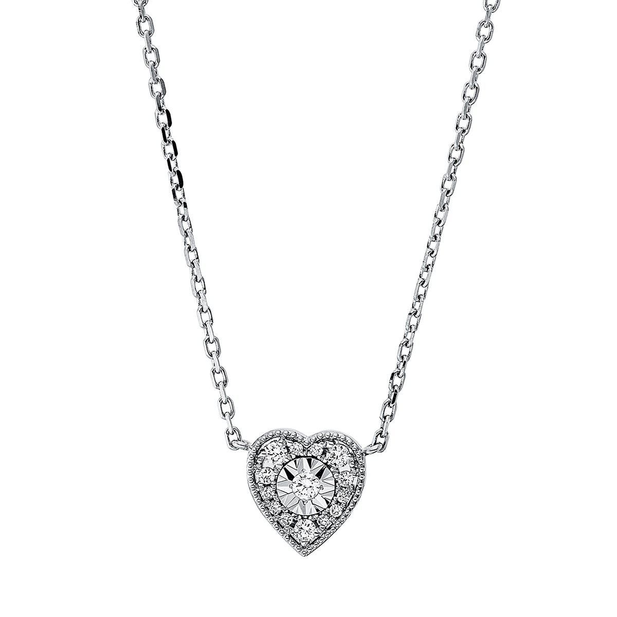 necklace 18 kt WG heart, with loop at 40 cm + 43 cm