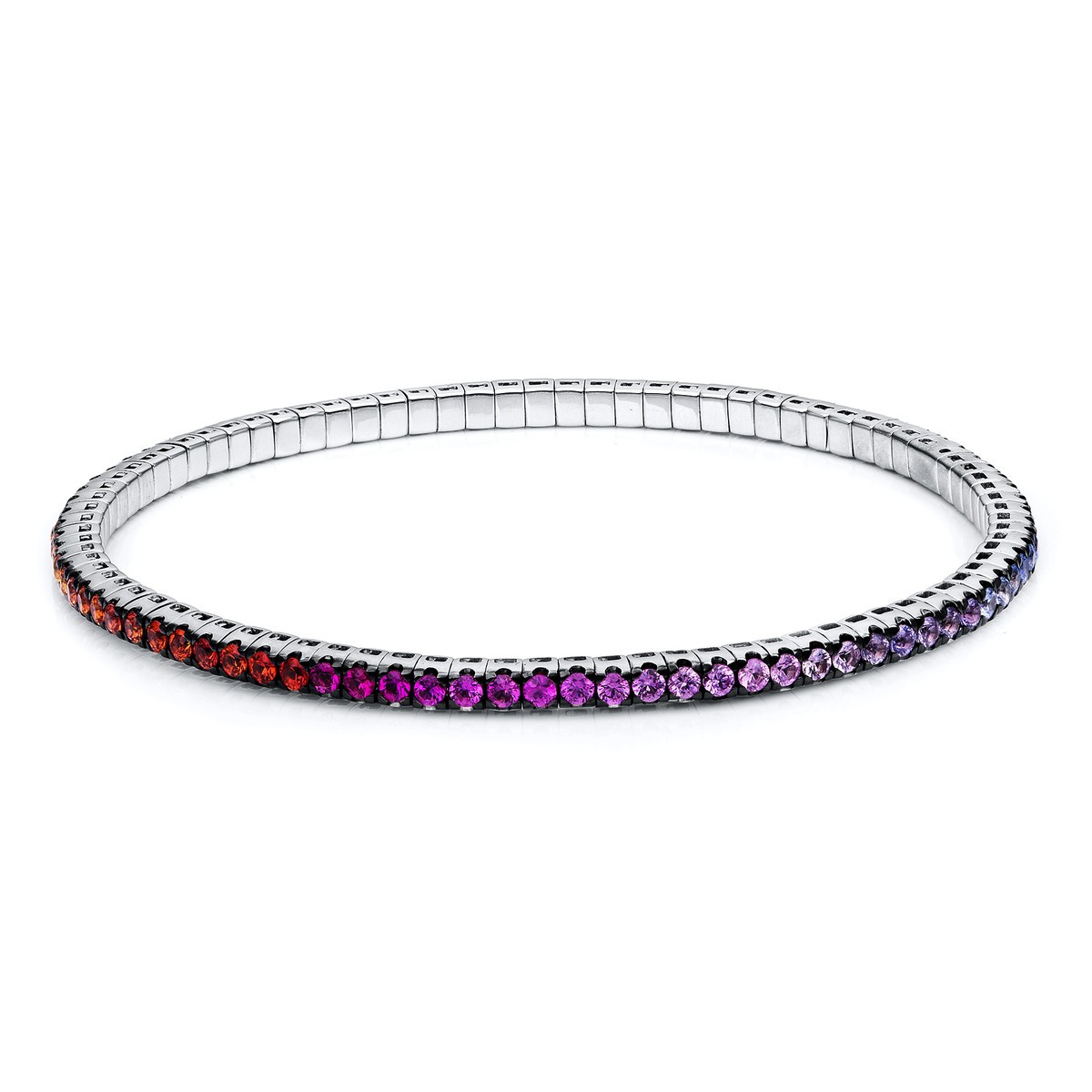 bracelet 18 kt WG, flex-band, variable, rhod. pla