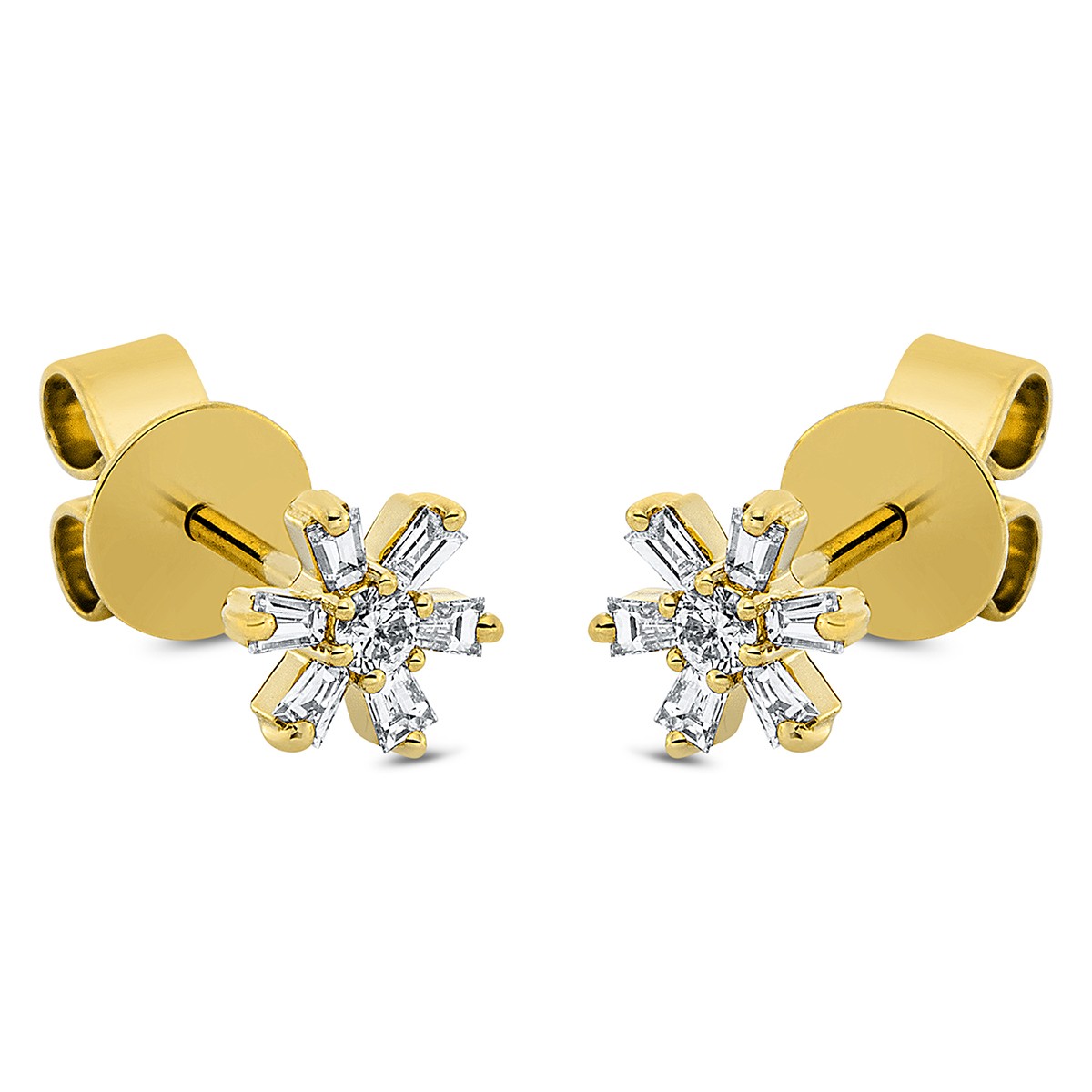 earrings 18 kt YG, setting rhodium plated