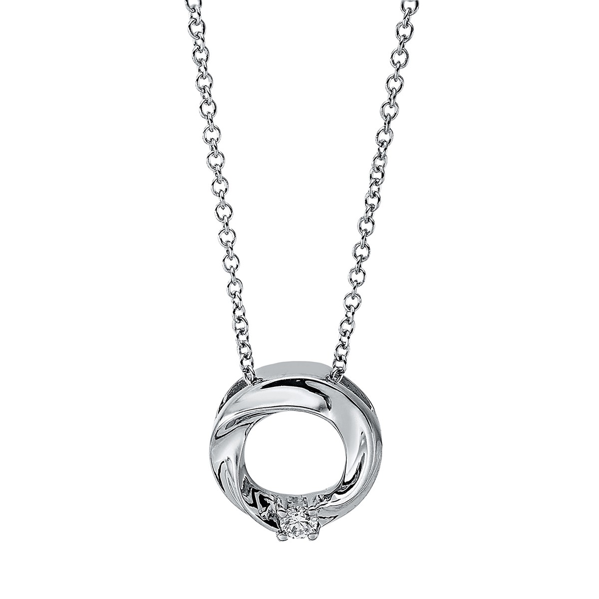 necklace 18 kt WG circle, with loop at 40 cm + 42.5 cm