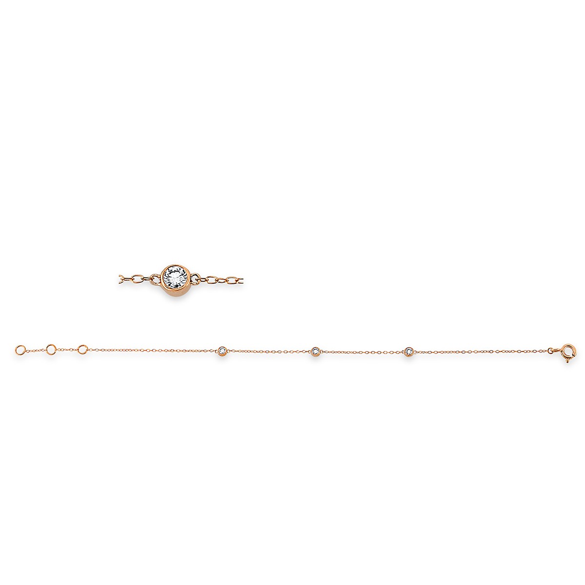 bracelet 18 kt RG, with loop at 15.5 cm + 16.5 cm